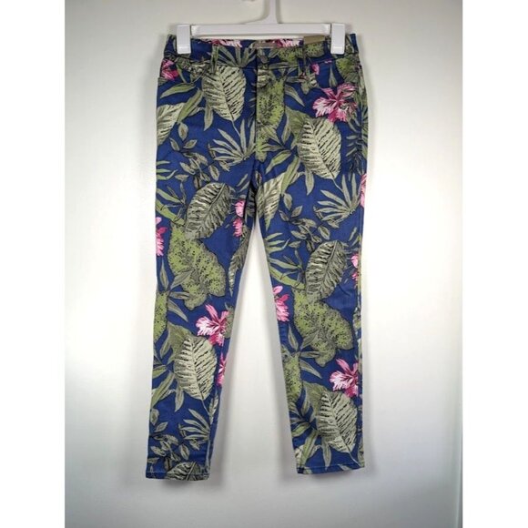 Chico's Girlfriend jeans Size 0  Ankle 32x26 Hawaiian Tropical Floral Stretch Re - Picture 6 of 6